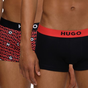 HUGO 2P Brother Trunk Sort/Rød bomuld Small Herre