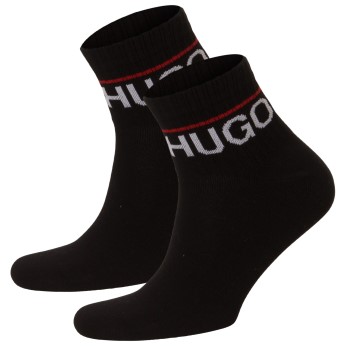 HUGO Strømper 2P Label Rib Short Socks Sort Str 39/42