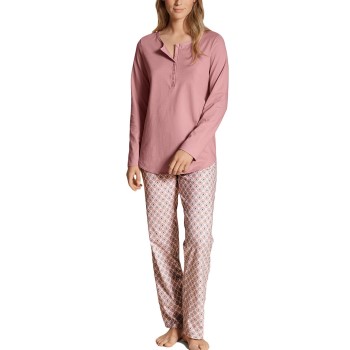 Calida Lovely Nights Pyjama Button Tab Rosa Mønster  bomuld Medium Dame