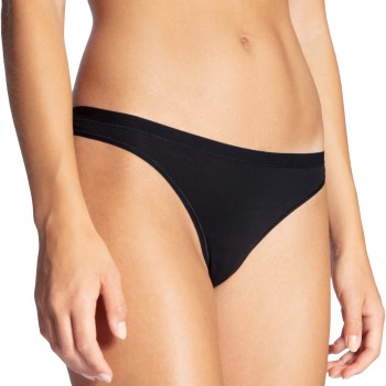 Calida Trusser Natural Comfort Thong Sort bomuld X-Small Dame