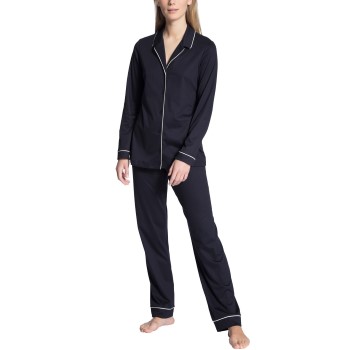 Calida Night Lovers Pyjama With Collar Mørkblå bomuld Small Dame