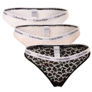 Calvin Klein Trusser 3P Carousel Lace Core Brazilian Sort/Rosa polyamid Large Dame