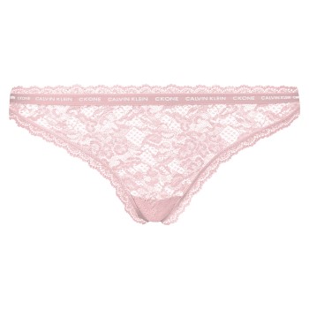 Calvin Klein Trusser CK One Lace Thong Lyserosa nylon Large Dame