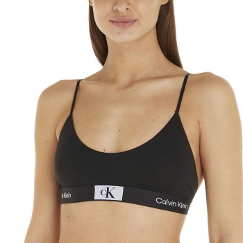 Calvin Klein Bh CK96 Unlined Bralette Sort bomuld Large Dame