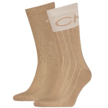 Calvin Klein Legwear Calvin Klein Strømper 2P Colorblock Rib Socks Beige One Size Herre