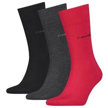 Calvin Klein Legwear Calvin Klein Strømper 3P Eric Cotton Flat Knit Socks Rød Str 40/46 Herre