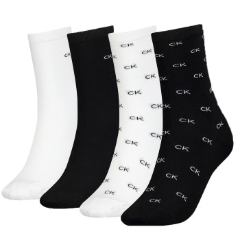 Calvin Klein Legwear Calvin Klein Strømper 4P Holiday Pack Aop Socks Sort/Hvid One Size Dame