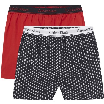 Calvin Klein 2P Holiday Woven Boxers Rød/Sort polyamid Large Herre