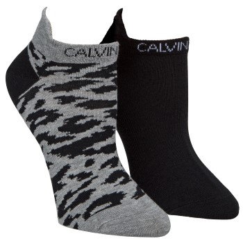 Calvin Klein Legwear Calvin Klein Strømper 2P Libby Leopard Liner Sock Sort/Grå Strl 37/41 Dame