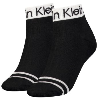 Calvin Klein Legwear Calvin Klein Strømper 2P Logo Welt Quarter Socks Sort One Size Dame