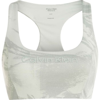 Calvin Klein Bh Sport Medium Support Printed Bra Lysegrøn Large Dame