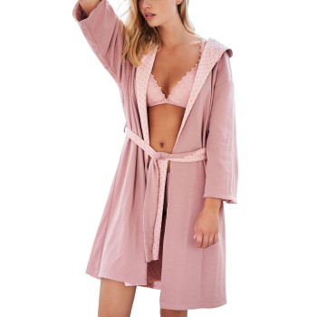 Se Missya Feline Double Sided Robe Rosa bomuld X-Large Dame ved Timarco