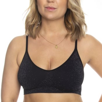 Missya Bh Lucia Waffel Glitter Bra Top Sort polyamid Large Dame