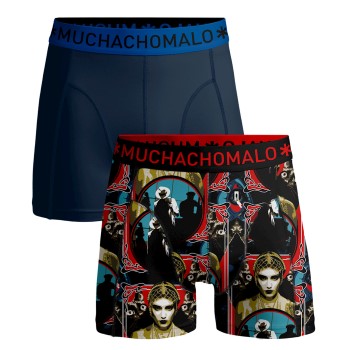 Muchachomalo 2P Cotton Stretch Smooth Criminal Boxer Sort Mønster bomuld Large Herre