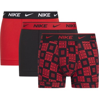 Nike 3P Everyday Cotton Stretch Trunks Rød/Sort bomuld Large Herre