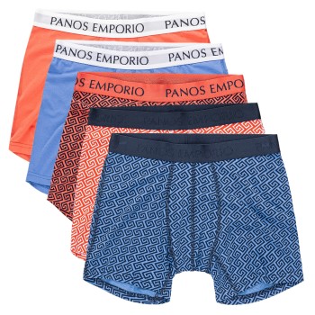 Panos Emporio 5P Bamboo Cotton Boxers Orange/Mørkbl  Small Herre