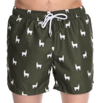 Panos Emporio Badebukser Classic Llama Swim Shorts Mørkgrøn  polyester X-Large Herre