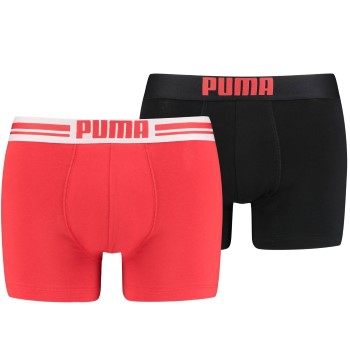 Puma 2P Everyday Placed Logo Boxer Sort/Rød bomuld Small Herre