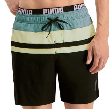 Puma Badebukser Heritage Stripe Mid Swim Shorts Sort/Grøn polyester Medium Herre