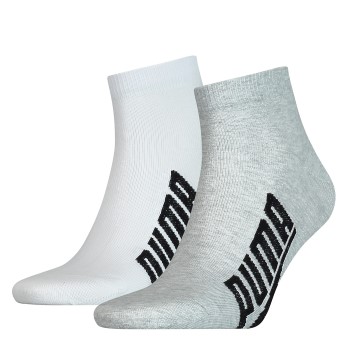 Puma Strømper 2P Lifestyle Quarter Sock Hvid/Grå Str 35/38