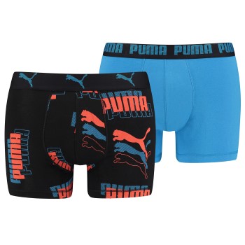 Puma 2P Logo Print Boxer Blå/Rød bomuld Medium Herre