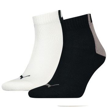 Puma Strømper 2P Men Logo Block Quarter Socks Sort/Hvid Str 39/42 Herre