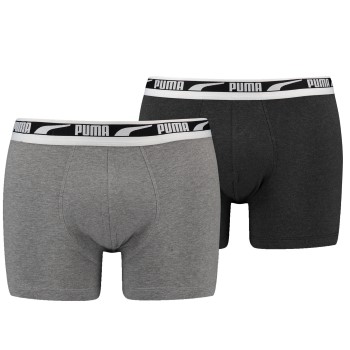 Puma 2P Men Multi Logo Boxer Grå/Mørkegrå bomuld Medium Herre