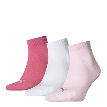 Puma Strømper 3P Quarter Socks Rosa/Hvid Str 35/38