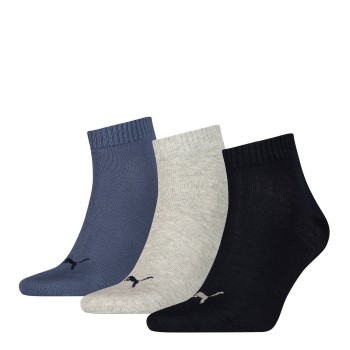 Puma Strømper 3P Quarter Socks Marineblå/Grå Str 43/46