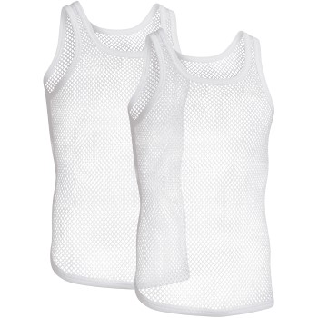 Se Resteröds 2P Organic Cotton Net Singlet Hvid økologisk bomuld Small Herre ved Timarco