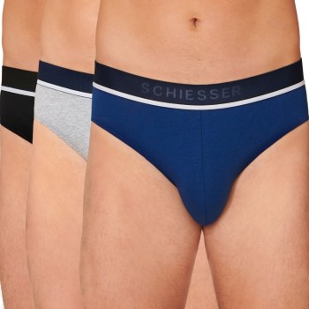 Schiesser 3P 95-5 Organic Cotton Rio Brief Blå/Grå bomuld Large Herre