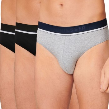 Schiesser 3P 95-5 Organic Cotton Rio Brief Sort/Grå bomuld Medium Herre