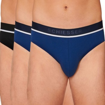 Schiesser 3P 95-5 Organic Cotton Rio Brief Sort/Blå bomuld Large Herre