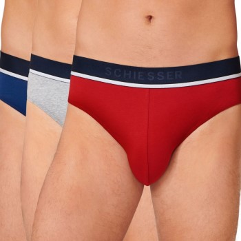 Schiesser 3P 95-5 Organic Cotton Rio Brief Rød/Grå bomuld Medium Herre