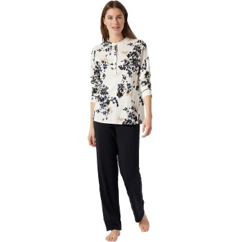 Schiesser Contemporary Nightwear Pyjama Interlock Sort/Hvid 42 Dame