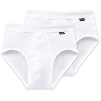 Schiesser 2P Essentials Fine Rib Sports Briefs Hvid bomuld X-Large Herre