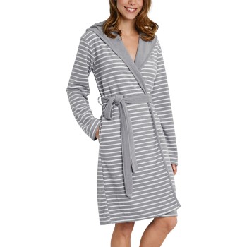 Se Schiesser Essentials Light Terry Cloth Bathrobe Grå 40 Dame ved Timarco