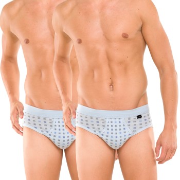 Schiesser 2P Essentials Sport Briefs With Fly Lyseblå bomuld Medium Herre