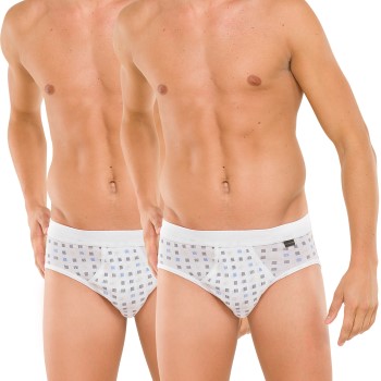 Schiesser 2P Essentials Sport Briefs With Fly Hvid bomuld X-Large Herre