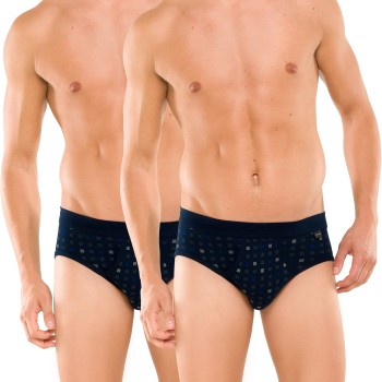 Schiesser 2P Essentials Sport Briefs With Fly Marineblå bomuld X-Large Herre