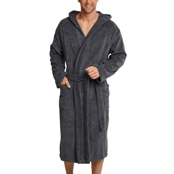 Se Schiesser Essentials Terry Cloth Bathrobe Grå bomuld Small Herre ved Timarco