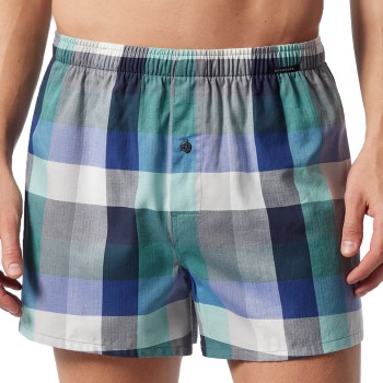 Schiesser 2P Fun Prints Boxer Shorts Blå/Grøn bomuld Medium Herre