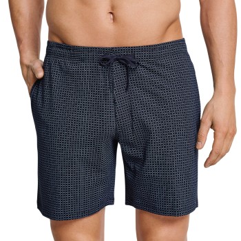 Schiesser Mix and Relax Jersey Long Boxer 3XL-5XL Blå Mønster bomuld 5XL Herre