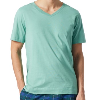 Se Schiesser Mix and Relax Organic V-neck T-Shirt Mintgrøn bomuld X-Large Herre ved Timarco