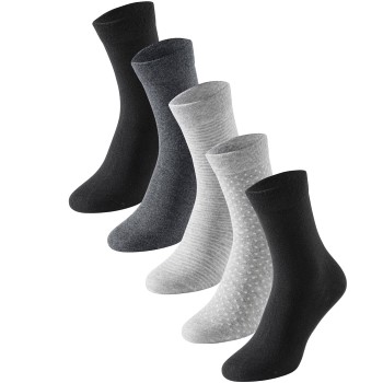 Schiesser Strømper 5P Women Socks Grå/Sort Str 39/42 Dame