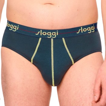 Sloggi 2P For Men Start Midi Blå/Gul bomuld Small Herre