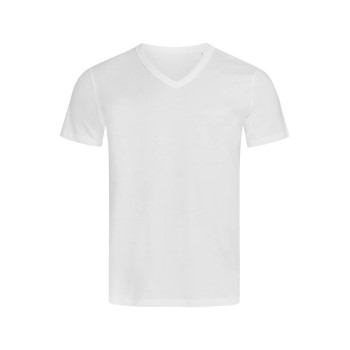 Se Stedman Ben V-neck For Men Hvid ringspundet bomuld Medium Herre ved Timarco