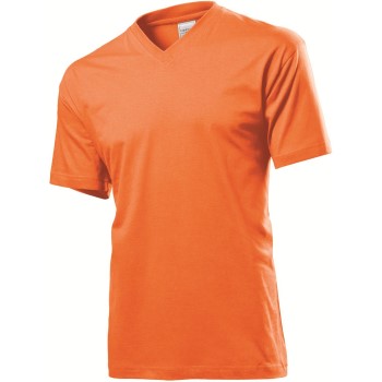 Se Stedman Classic V-Neck Men T-shirt Orange bomuld Small Herre ved Timarco