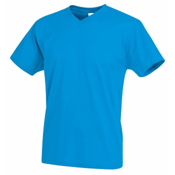 Stedman Classic V-Neck Men T-shirt Blå bomuld Medium Herre