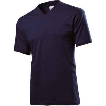 Se Stedman Classic V-Neck Men T-shirt Mørkblå bomuld Small Herre ved Timarco